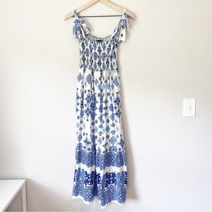 Zara Paisley Smocked Linen Sundress
